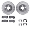 7512-13006 Drilled/Slotted Brake Rotors w/5000 Advanced Brake Pads Kit & Hardware [Silver], 1990-1996 Subaru, Position: Front - image 1