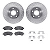 7512-13007 Drilled/Slotted Brake Rotors w/5000 Advanced Brake Pads Kit & Hardware [Silver], 1997-2001 Subaru, Position: Front - image 1