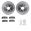 7512-13008 Drilled/Slotted Brake Rotors w/5000 Advanced Brake Pads Kit & Hardware [Silver], 1990-1999 Subaru, Position: Rear - image 1