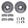 7512-13009 Drilled/Slotted Brake Rotors w/5000 Advanced Brake Pads Kit & Hardware [Silver], 1990-1996 Subaru, Position: Front - image 1