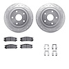 7512-13013 Drilled/Slotted Brake Rotors w/5000 Advanced Brake Pads Kit & Hardware [Silver], 1992-1997 Subaru, Position: Rear - image 1