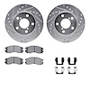 7512-13014 Drilled/Slotted Brake Rotors w/5000 Advanced Brake Pads Kit & Hardware [Silver], 1993-1996 Subaru, Position: Front - image 1