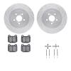 7512-13017 Drilled/Slotted Brake Rotors w/5000 Advanced Brake Pads Kit & Hardware [Silver], 2003-2004 Subaru, Position: Rear - image 1