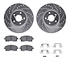 7512-13020 Drilled/Slotted Brake Rotors w/5000 Advanced Brake Pads Kit & Hardware [Silver], 1997-2002 Subaru, Position: Front - image 1