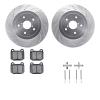 7512-13021 Drilled/Slotted Brake Rotors w/5000 Advanced Brake Pads Kit & Hardware [Silver], 2005-2007 Subaru, Position: Rear - image 1