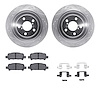 7512-13023 Drilled/Slotted Brake Rotors w/5000 Advanced Brake Pads Kit & Hardware [Silver], 2005-2009 Subaru, Position: Rear - image 1