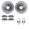 7512-13024 Drilled/Slotted Brake Rotors w/5000 Advanced Brake Pads Kit & Hardware [Silver], 1998-2003 Subaru, Position: Rear - image 1