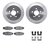 7512-13026 Drilled/Slotted Brake Rotors w/5000 Advanced Brake Pads Kit & Hardware [Silver], 2005-2009 Subaru, Position: Rear - image 1