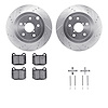7512-13027 Drilled/Slotted Brake Rotors w/5000 Advanced Brake Pads Kit & Hardware [Silver], 2008-2020 Subaru, Position: Rear - image 1