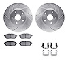 7512-13033 Drilled/Slotted Brake Rotors w/5000 Advanced Brake Pads Kit & Hardware [Silver], 2015-2015 Subaru, Position: Front - image 1