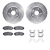 7512-13035 Drilled/Slotted Brake Rotors w/5000 Advanced Brake Pads Kit & Hardware [Silver], 2016-2019 Subaru, Position: Front - image 1