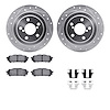 7512-13036 Drilled/Slotted Brake Rotors w/5000 Advanced Brake Pads Kit & Hardware [Silver], 2003-2008 GM, Position: Rear - image 1
