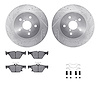 7512-13039 Drilled/Slotted Brake Rotors w/5000 Advanced Brake Pads Kit & Hardware [Silver], Fits Select Subaru, Position: Rear - image 1