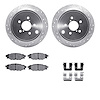 7512-13041 Drilled/Slotted Brake Rotors w/5000 Advanced Brake Pads Kit & Hardware [Silver], 2008-2015 Subaru, Position: Rear - image 1