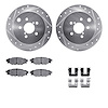 7512-13043 Drilled/Slotted Brake Rotors w/5000 Advanced Brake Pads Kit & Hardware [Silver], Fits Select Subaru, Position: Rear - image 1