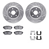 7512-13044 Drilled/Slotted Brake Rotors w/5000 Advanced Brake Pads Kit & Hardware [Silver], 2018-2019 Subaru, Position: Front - image 1