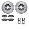 7512-13046 Drilled/Slotted Brake Rotors w/5000 Advanced Brake Pads Kit & Hardware [Silver], 2006-2014 Subaru, Position: Rear - image 1