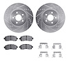 7512-13047 Drilled/Slotted Brake Rotors w/5000 Advanced Brake Pads Kit & Hardware [Silver], Fits Select Subaru, Position: Front - image 1