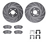 7512-13051 Drilled/Slotted Brake Rotors w/5000 Advanced Brake Pads Kit & Hardware [Silver], 2010-2020 Multiple Makes/Models, Pos - image 1