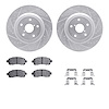 7512-13054 Drilled/Slotted Brake Rotors w/5000 Advanced Brake Pads Kit & Hardware [Silver], Fits Select Subaru, Position: Front - image 1
