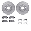 7512-13057 Drilled/Slotted Brake Rotors w/5000 Advanced Brake Pads Kit & Hardware [Silver], Fits Select Subaru, Position: Front - image 1