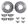 7512-13059 Drilled/Slotted Brake Rotors w/5000 Advanced Brake Pads Kit & Hardware [Silver], 1985-1991 Subaru, Position: Rear - image 1