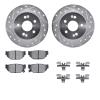 7512-13060 Drilled/Slotted Brake Rotors w/5000 Advanced Brake Pads Kit & Hardware [Silver], 1988-1991 Subaru, Position: Rear - image 1