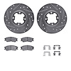 7512-13066 Drilled/Slotted Brake Rotors w/5000 Advanced Brake Pads Kit & Hardware [Silver], 1989-1994 Subaru, Position: Front - image 1