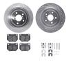 7512-13144 Drilled/Slotted Brake Rotors w/5000 Advanced Brake Pads Kit & Hardware [Silver], 2006-2007 Subaru, Position: Rear - image 1