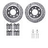 7512-16000 Drilled/Slotted Brake Rotors w/5000 Advanced Brake Pads Kit & Hardware [Silver], 1964-1974 Alfa Romeo, Position: Rear