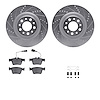 7512-16007 Drilled/Slotted Brake Rotors w/5000 Advanced Brake Pads Kit & Hardware [Silver], 2017-2021 Alfa Romeo, Position: Rear - image 1