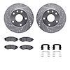 7512-18003 Drilled/Slotted Brake Rotors w/5000 Advanced Brake Pads Kit & Hardware [Silver], 1999-2002 GM, Position: Front - image 1