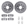 7512-19001 Drilled/Slotted Brake Rotors w/5000 Advanced Brake Pads Kit & Hardware [Silver], 1988-1992 Daihatsu, Position: Front - image 1