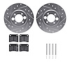 7512-20000 Drilled/Slotted Brake Rotors w/5000 Advanced Brake Pads Kit & Hardware [Silver], 1968-1970 Jaguar, Position: Rear - image 1