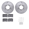 7512-20001 Drilled/Slotted Brake Rotors w/5000 Advanced Brake Pads Kit & Hardware [Silver], 1973-1997 Jaguar, Position: Front