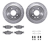 7512-20004 Drilled/Slotted Brake Rotors w/5000 Advanced Brake Pads Kit & Hardware [Silver], 1995-1997 Jaguar, Position: Rear - image 1