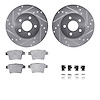 7512-20008 Drilled/Slotted Brake Rotors w/5000 Advanced Brake Pads Kit & Hardware [Silver], 2005-2008 Multiple Makes/Models, Pos - image 1