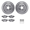 7512-20011 Drilled/Slotted Brake Rotors w/5000 Advanced Brake Pads Kit & Hardware [Silver], 2006-2015 Jaguar, Position: Rear - image 1
