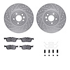 7512-20025 Drilled/Slotted Brake Rotors w/5000 Advanced Brake Pads Kit & Hardware [Silver], 2017-2020 Jaguar, Position: Front