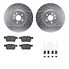 7512-20029 Drilled/Slotted Brake Rotors w/5000 Advanced Brake Pads Kit & Hardware [Silver], 2019-2020 Jaguar, Position: Front - image 1