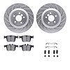 7512-20031 Drilled/Slotted Brake Rotors w/5000 Advanced Brake Pads Kit & Hardware [Silver], Fits Select Jaguar, Position: Rear - image 1