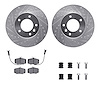 7512-20037 Drilled/Slotted Brake Rotors w/5000 Advanced Brake Pads Kit & Hardware [Silver], 1987-1989 Jaguar, Position: Front