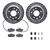 7512-20040 Drilled/Slotted Brake Rotors w/5000 Advanced Brake Pads Kit & Hardware [Silver], 1987-1989 Jaguar, Position: Rear