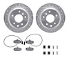 7512-20041 Drilled/Slotted Brake Rotors w/5000 Advanced Brake Pads Kit & Hardware [Silver], 1987-1987 Jaguar, Position: Rear - image 1
