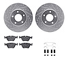 7512-20062 Drilled/Slotted Brake Rotors w/5000 Advanced Brake Pads Kit & Hardware [Silver], 1997-2001 Jaguar, Position: Front - image 1