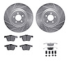 7512-20094 Drilled/Slotted Brake Rotors w/5000 Advanced Brake Pads Kit & Hardware [Silver], 2014-2021 Jaguar, Position: Front - image 1