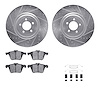 7512-20096 Drilled/Slotted Brake Rotors w/5000 Advanced Brake Pads Kit & Hardware [Silver], 2010-2019 Jaguar, Position: Front - image 1