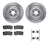 7512-20114 Drilled/Slotted Brake Rotors w/5000 Advanced Brake Pads Kit & Hardware [Silver], 2008-2009 Jaguar, Position: Front - image 1
