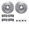 7512-20115 Drilled/Slotted Brake Rotors w/5000 Advanced Brake Pads Kit & Hardware [Silver], 2008-2009 Jaguar, Position: Rear - image 1