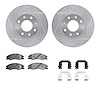 7512-21008 Drilled/Slotted Brake Rotors w/5000 Advanced Brake Pads Kit & Hardware [Silver], 2004-2009 Kia/Hyundai/Genesis, Posit - image 1